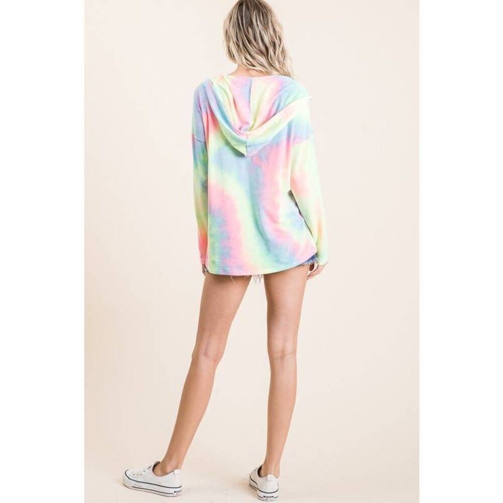 🎁 BiBi Tie Dye Terry Long Sleeve Hoodie sz Small - Picture 3 of 15